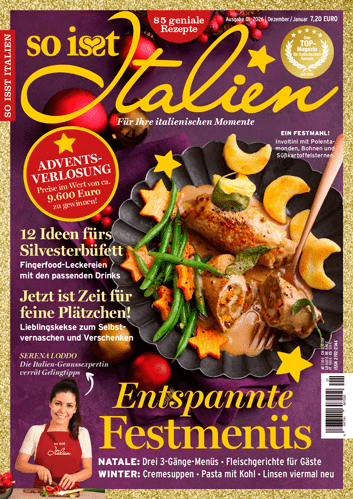 Involtini mit Polentamonden, Bohnen und Süßkartoffelsternen auf dem Cover der So isst Italien 1/2026