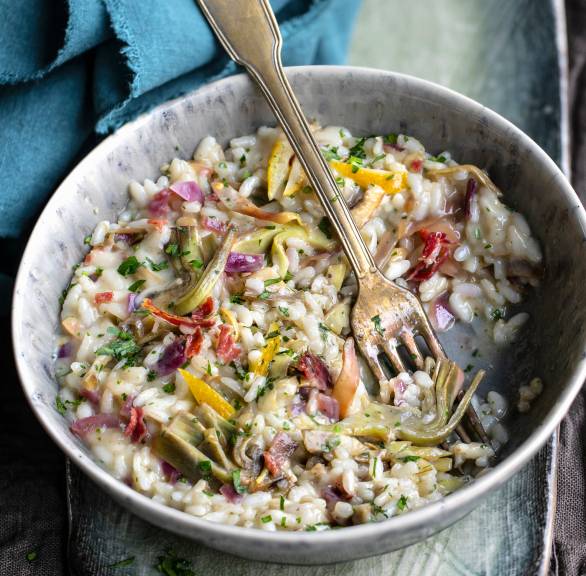 Artischockenrisotto mit Pancetta