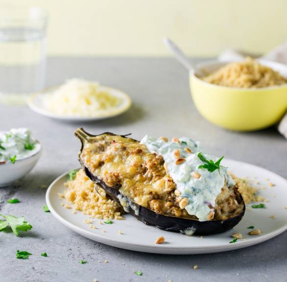 Auberginen mit Thunfisch-Couscous-Füllung