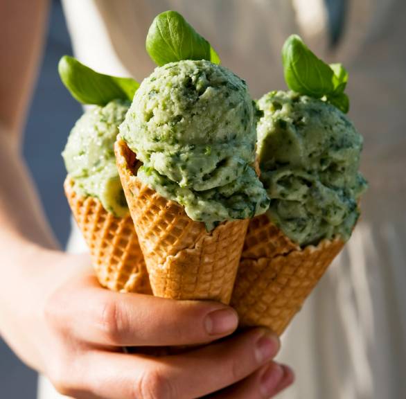 Basilikum-Joghurt-Sorbet