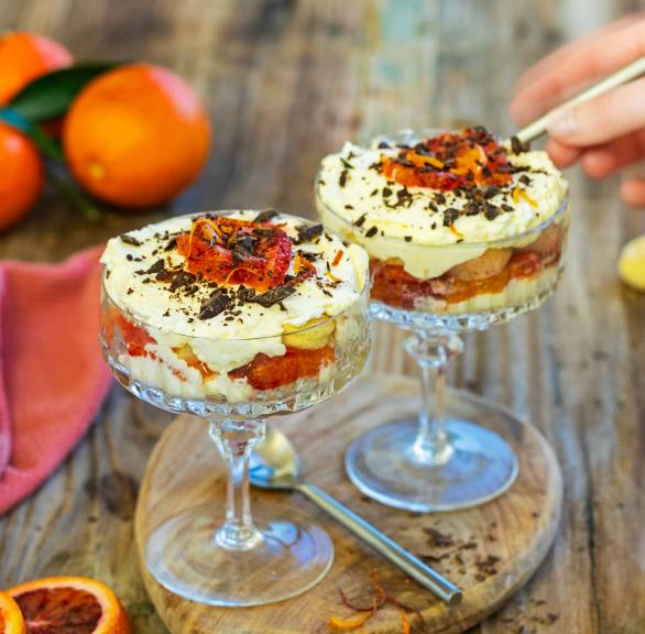 Blutorangentiramisu im Glas