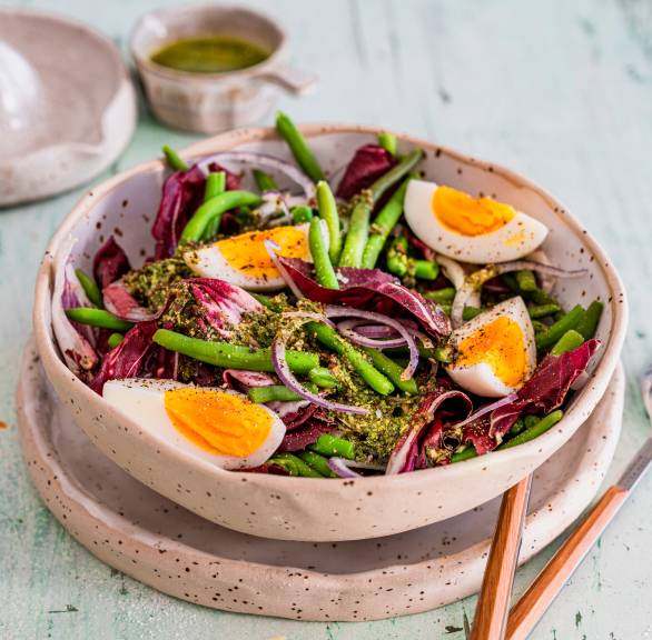 Bohnensalat mit Radicchio und Ei