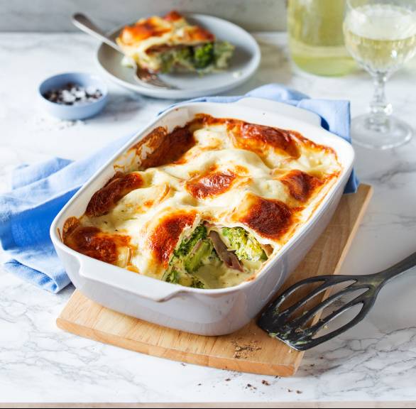 Brokkoli-Mascarpone-Lasagne mit Prosciutto cotto