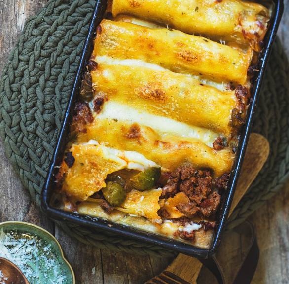Cannelloni mit Rosenkohl-Hackfleisch-Füllung