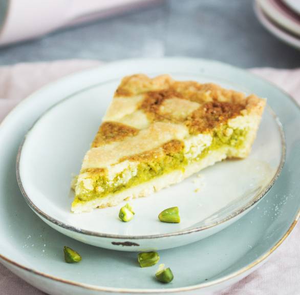 Crostata mit Pistazien-Vanillefüllung