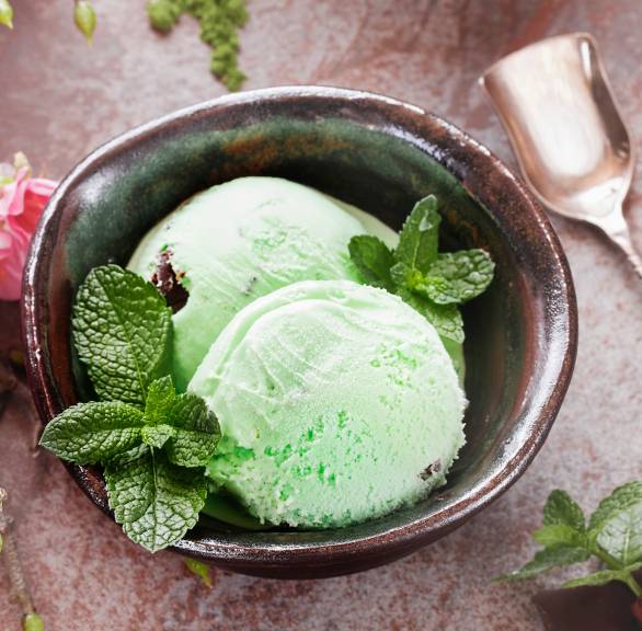 Cremiges Minzeis mit Schokoladensplittern