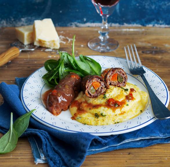 Involtini alla romana mit cremiger Polenta