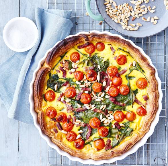 Kirschtomatenquiche mit Spinat