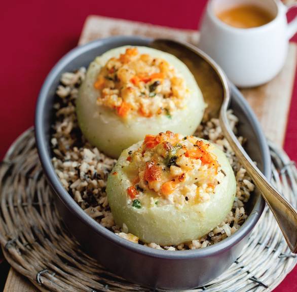 Kohlrabi mit Geflügelhackfüllung