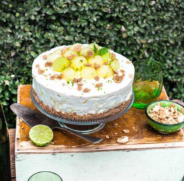 Limetten-Melonen-Käsekuchen ohne Backen