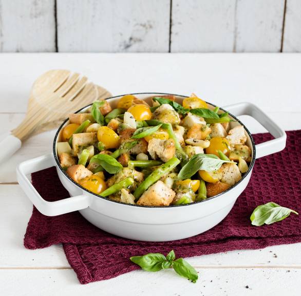 Panzanella mit grünen Bohnen
