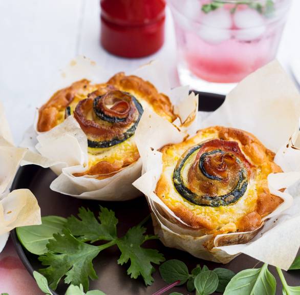 Parmaschinken-Zucchini-Küchlein