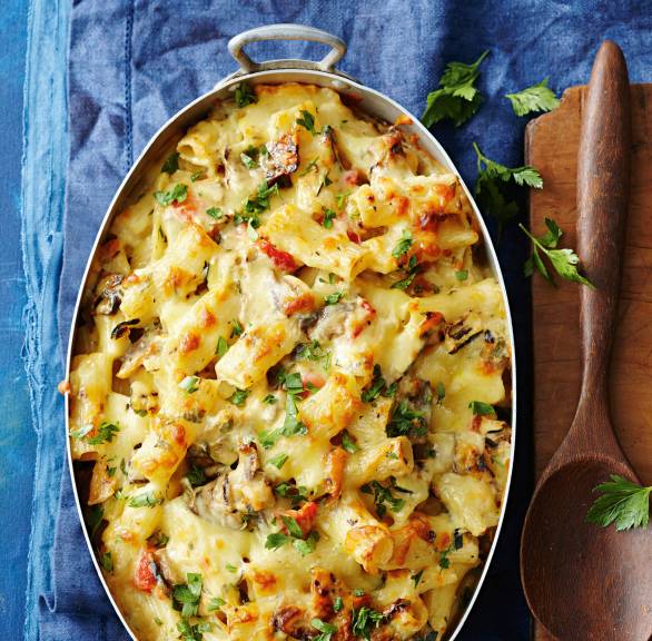 Rigatonigratin mit Gemüse und Käse