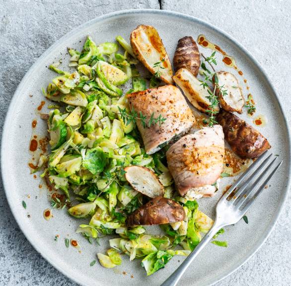 Rosenkohlsalat mit Puteninvoltini