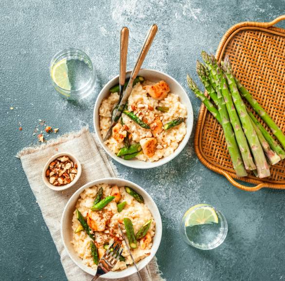 Spargelrisotto mit Hähnchen