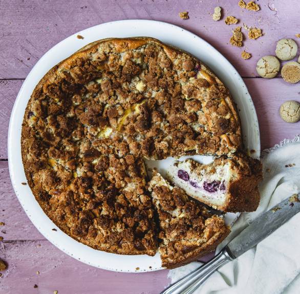 Ricotta-Vanille-Käsekuchen mit Kirschen