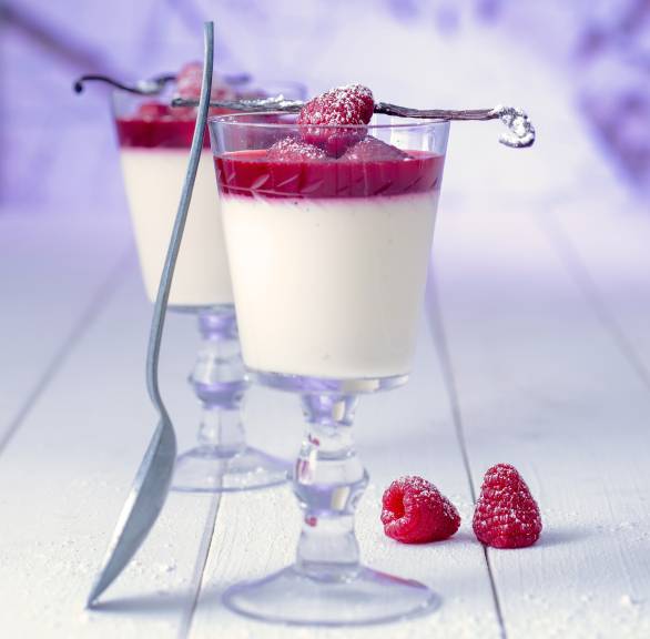 Vanille-Pannacotta mit Himbeergelee