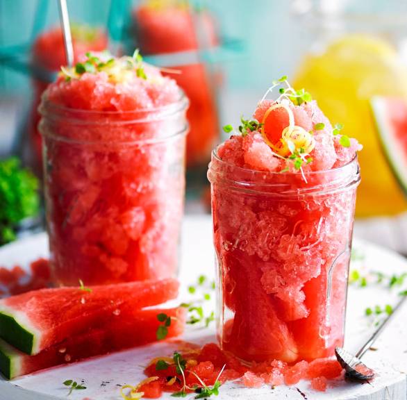 Wassermelonen-Zitronentee-Granita
