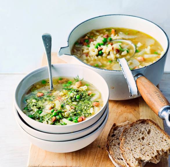Fenchel-Pancetta-Minestrone mit Makkaroni