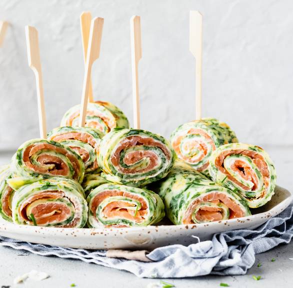 Frischkäse-Lachs-Röllchen