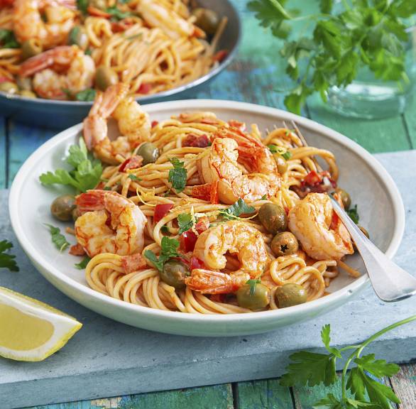 Spaghetti mit Garnelen