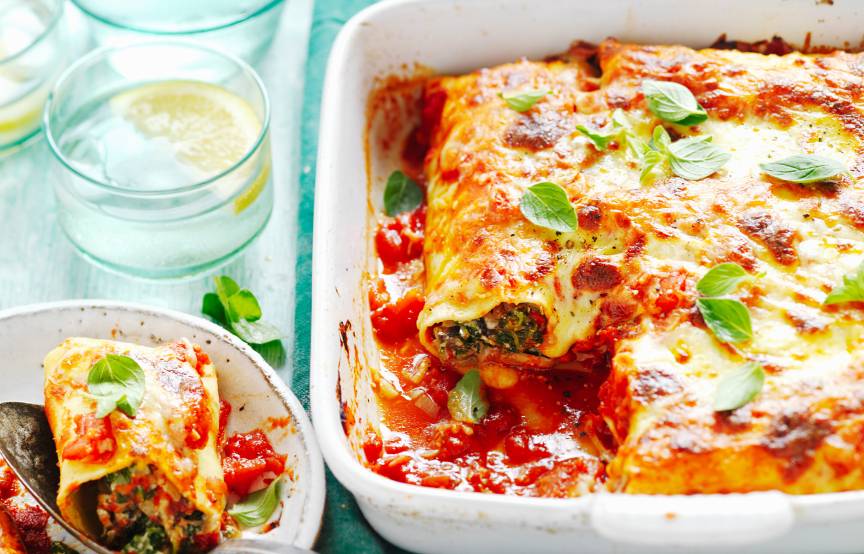 Cannelloni mit Ricotta-Spinat-Füllung