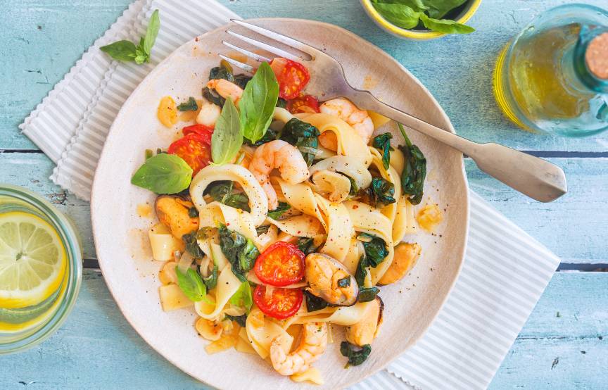 Fettuccine mit Meeresfrüchten