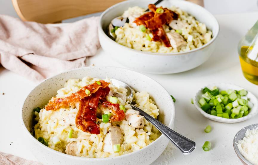 Lauchrisotto mit Hähnchen und Pancetta