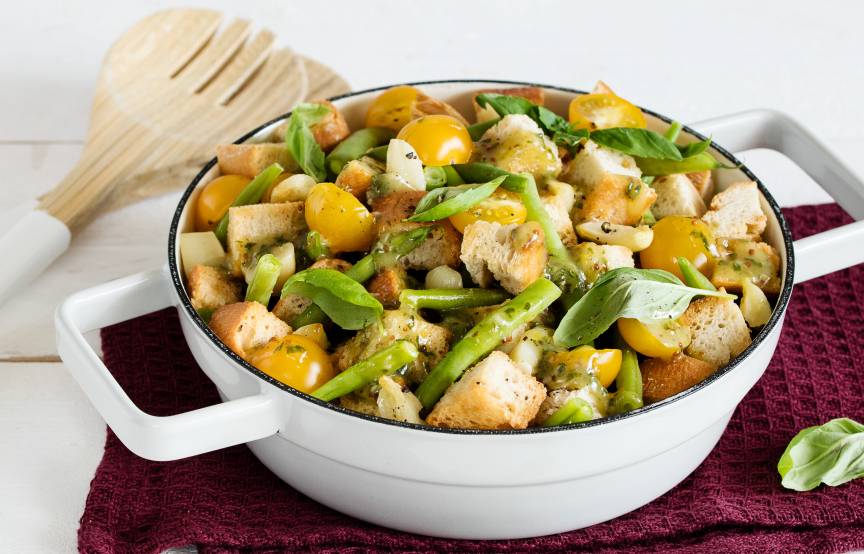 Panzanella mit grünen Bohnen