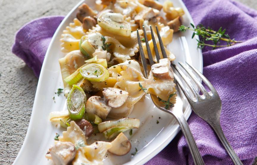 Farfalle mit Lauch & Champignon-Rahm-Sauce | SoIsstItalien Farfalle mit Lauch & Champignon-Rahm-Sauce | SoIsstItalien