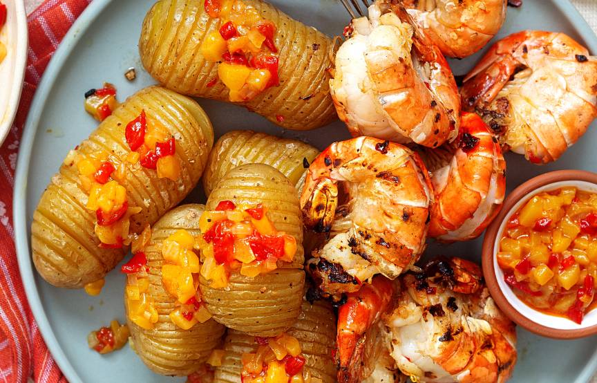 Riesengarnelen und Fächerkartoffeln vom Grill | SoIsstItalien
