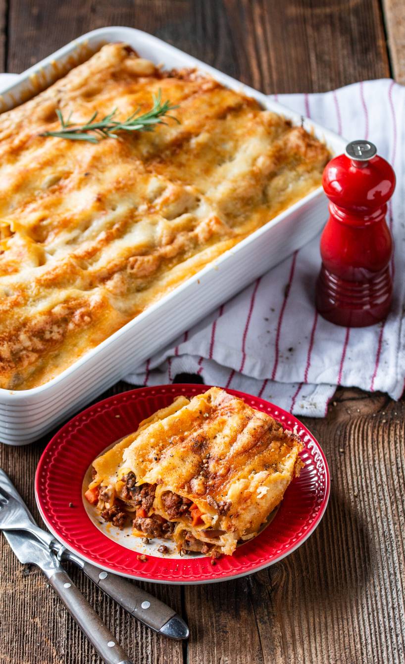 Cannelloni mit Hackfleisch-Pilz-Füllung