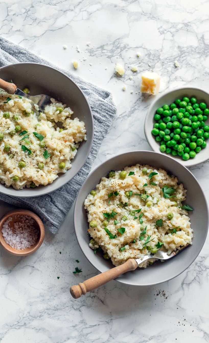 Einfaches Erbsenrisotto