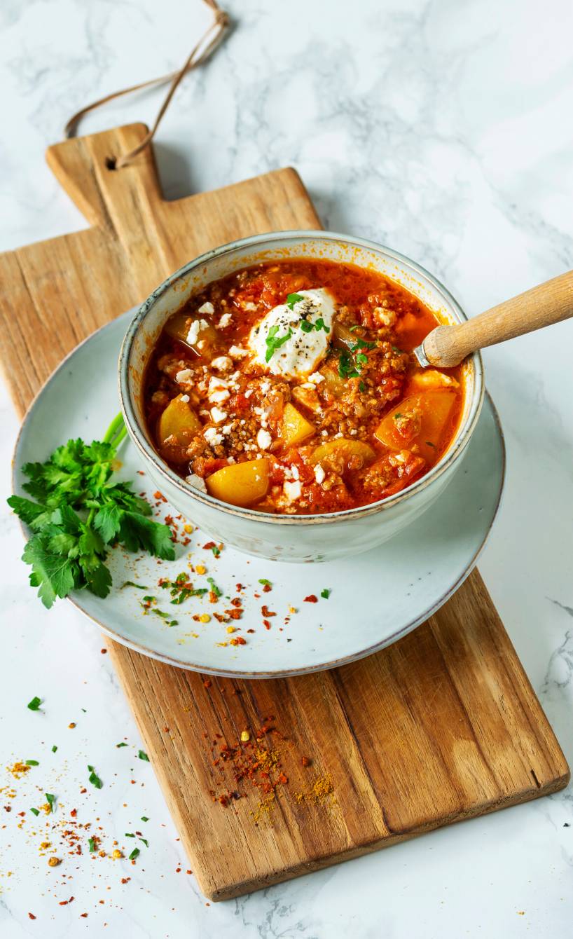 Kartoffel-Hack-One-Pot mit Feta und Tomaten