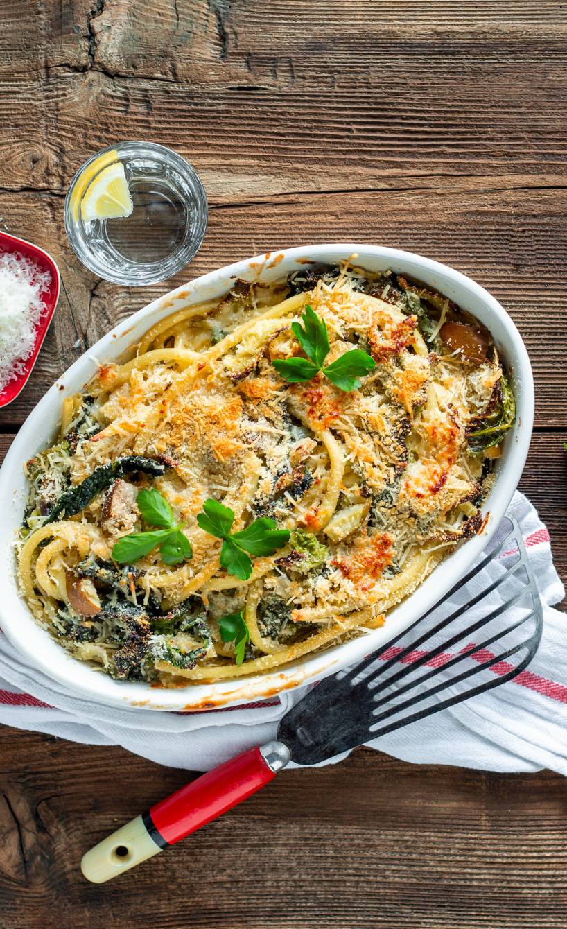 Makkaroniauflauf mit Wirsing und Gorgonzola