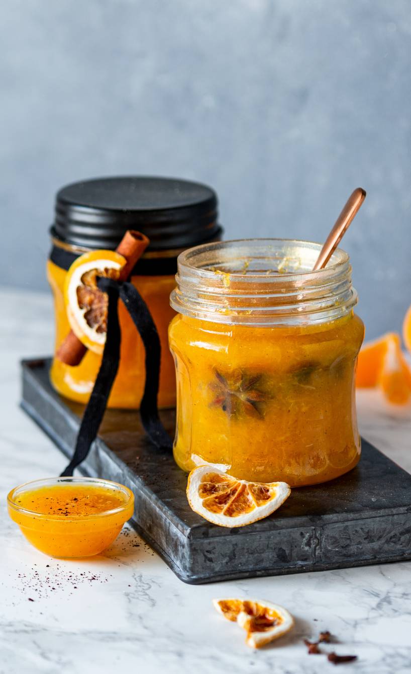 Mandarinen-Orangen-Marmelade mit Glitzer