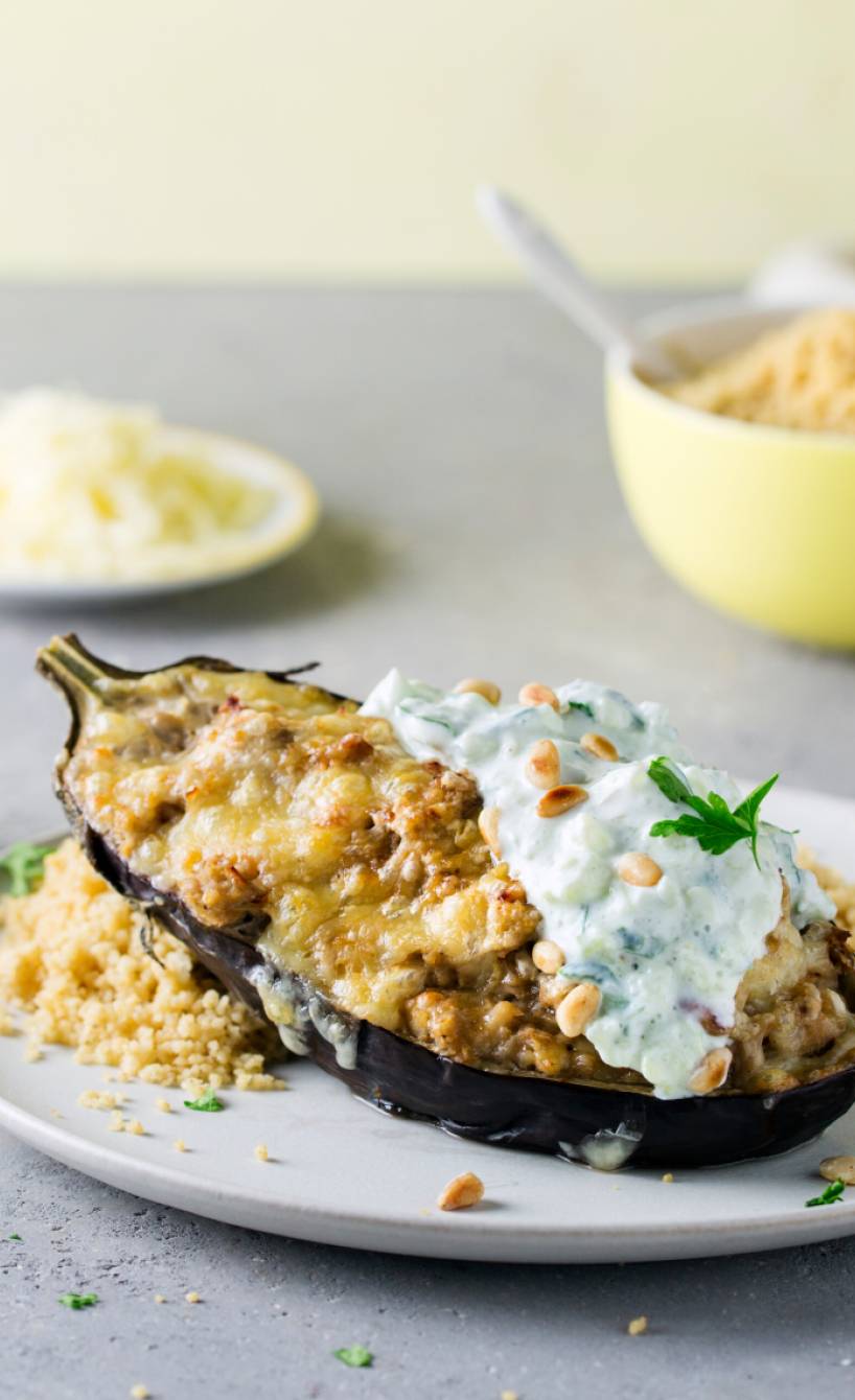 Auberginen mit Thunfisch-Couscous-Füllung