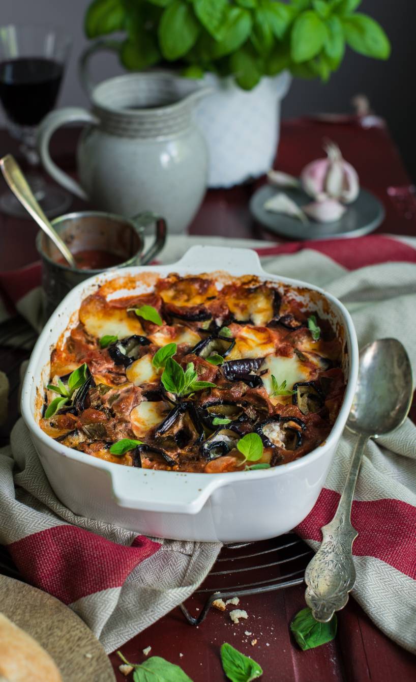 Auberginencannelloni mit Schinken-Frischkäsefüllung