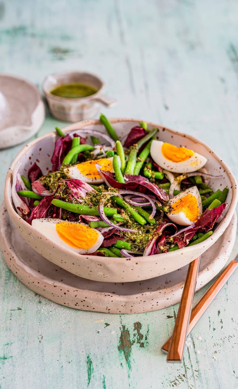 Bohnensalat mit Radicchio und Ei