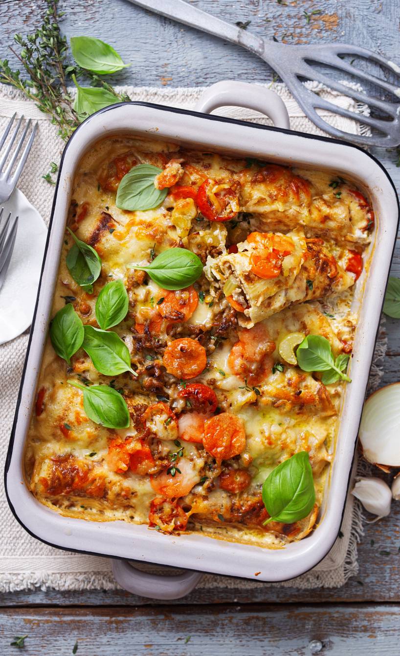 Crespelle mit Geflügelhack-Gemüsefüllung