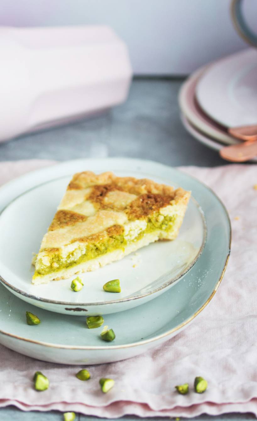 Crostata mit Pistazien-Vanillefüllung