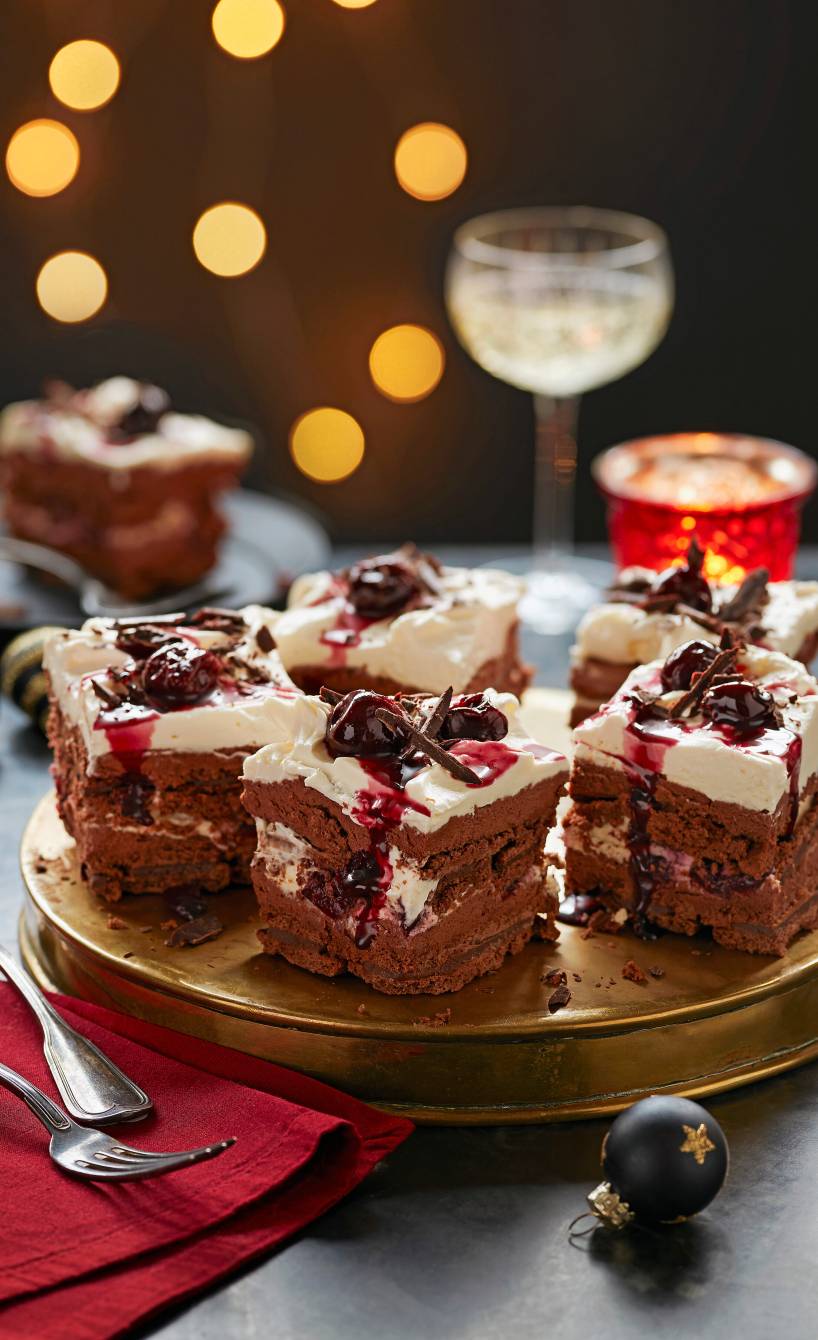 Einfache Tortenschnitten mit Amarenakirschen