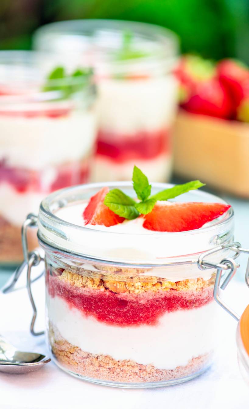 Erdbeer-Käsekuchen im Glas