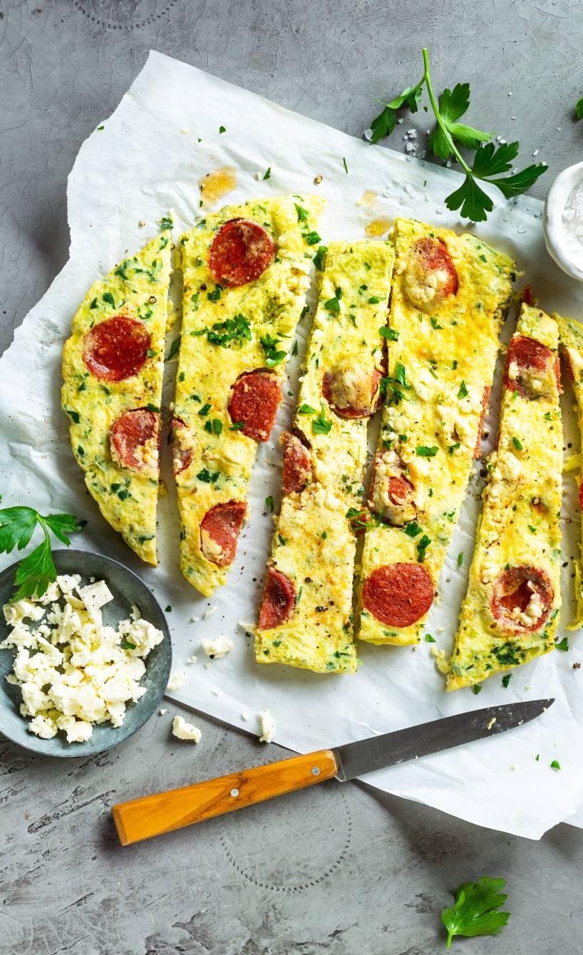 Frittata mit Salami und Feta