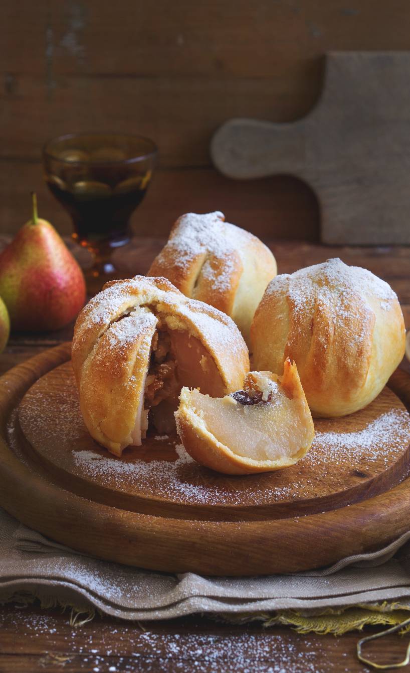 Gebackene Birne im Schlafrock