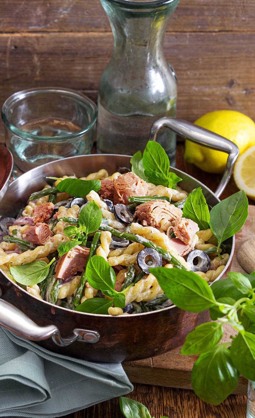 Gemelli mit Thunfisch und grünen Bohnen