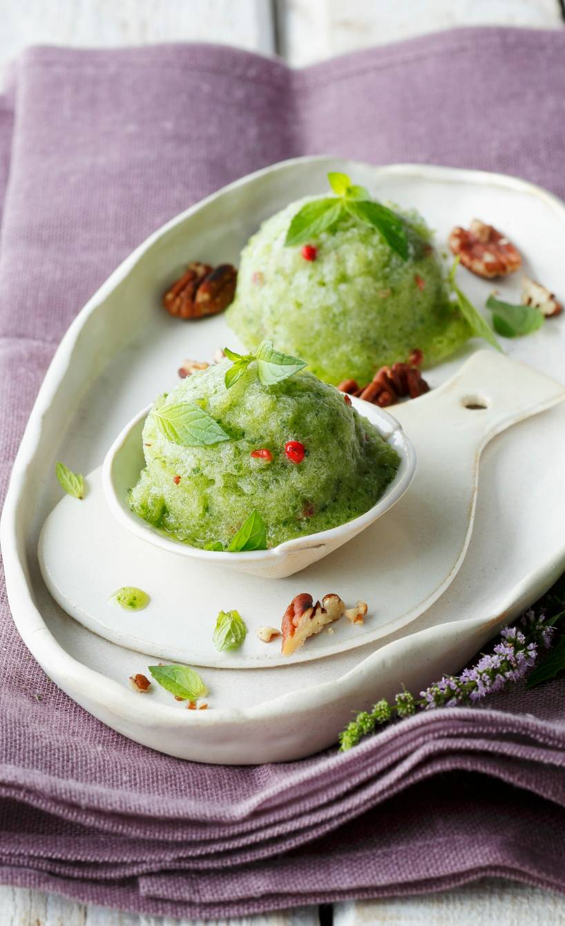 Gurkensorbet mit Minze