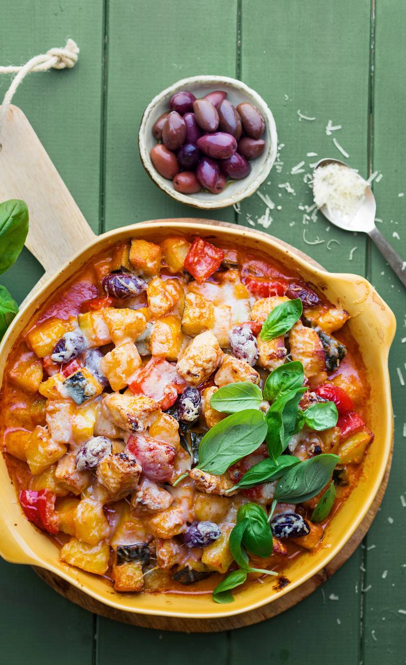Hähnchen-Gemüse-Gratin mit Parmesan