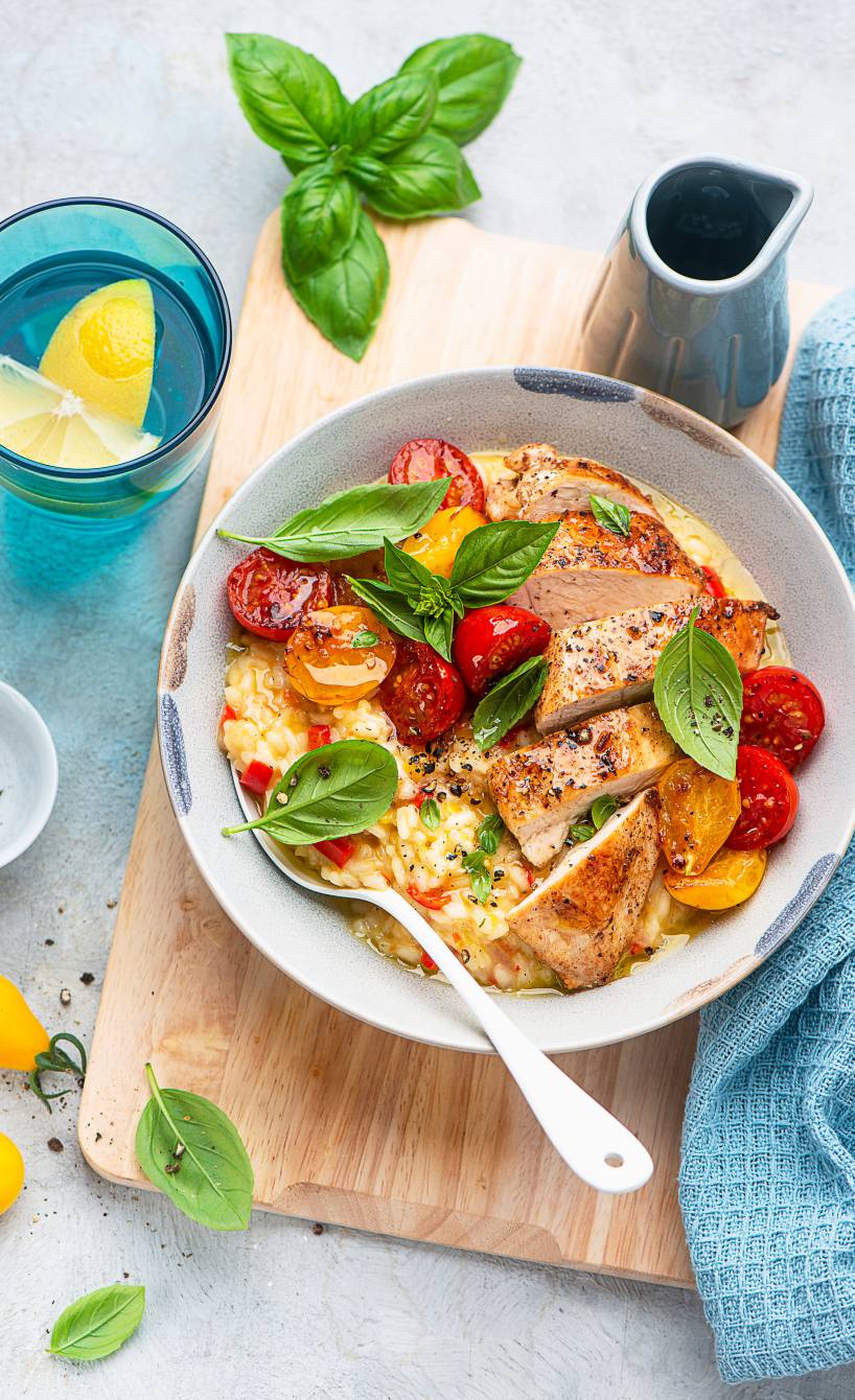 Hähnchenbrustfilet mit Paprikarisotto