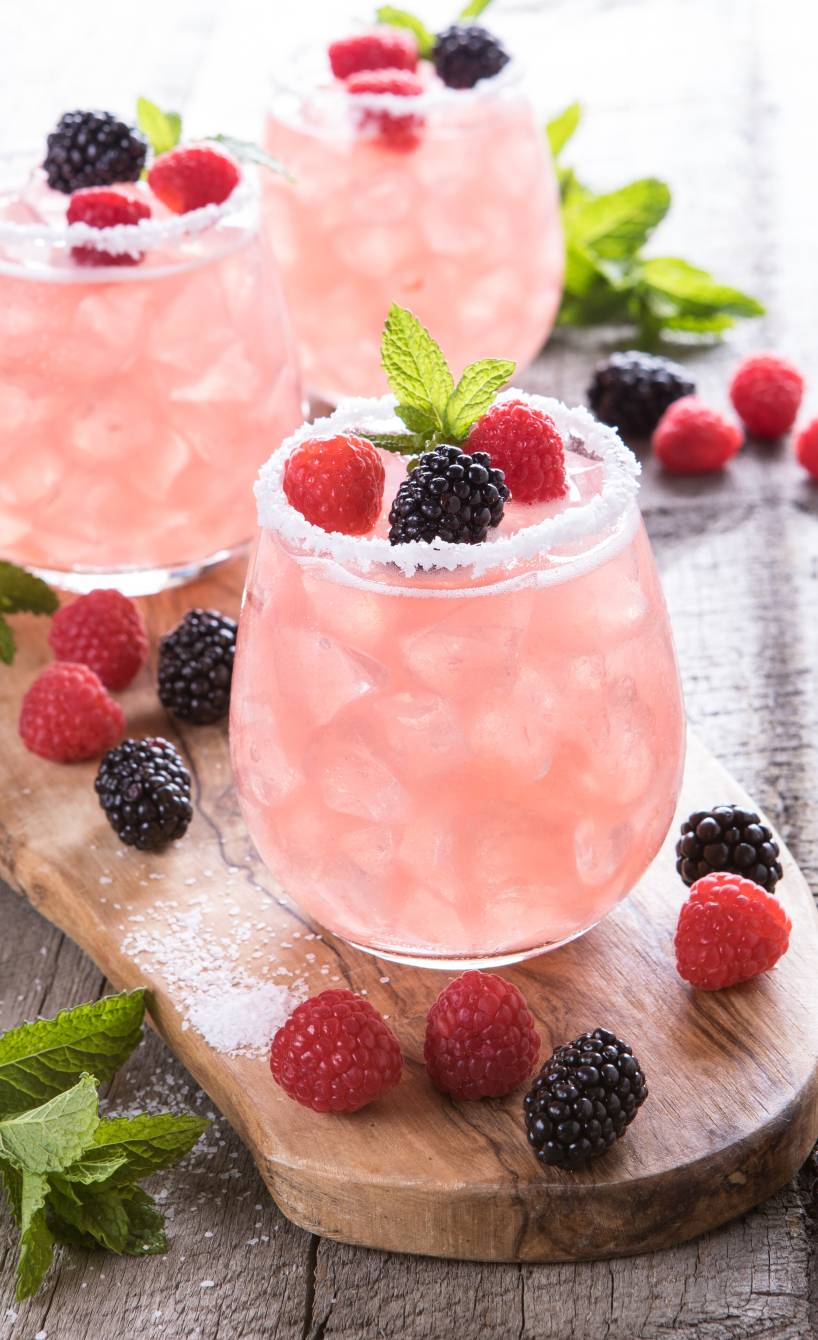 Himbeer-Brombeer-Drink mit Kokoslikör